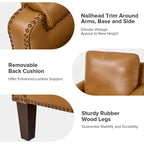 Fauteuil Kunz de transition en cuir véritable avec coussin amovible et clous décoratifs par HULALA HOME