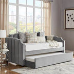 Lit de jour en velours gris chic par