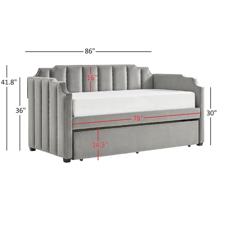 Lit de jour en velours gris chic par