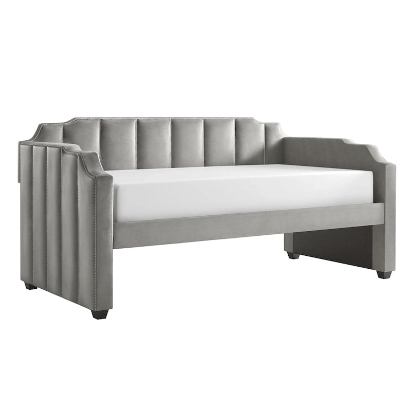 Lit de jour en velours gris chic par