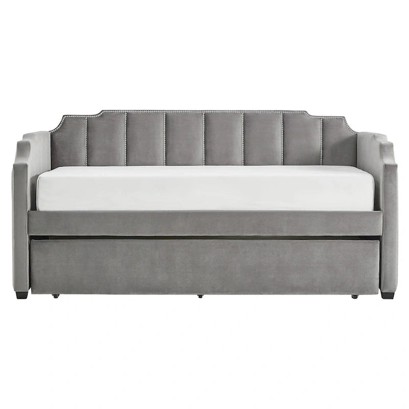 Lit de jour en velours gris chic par