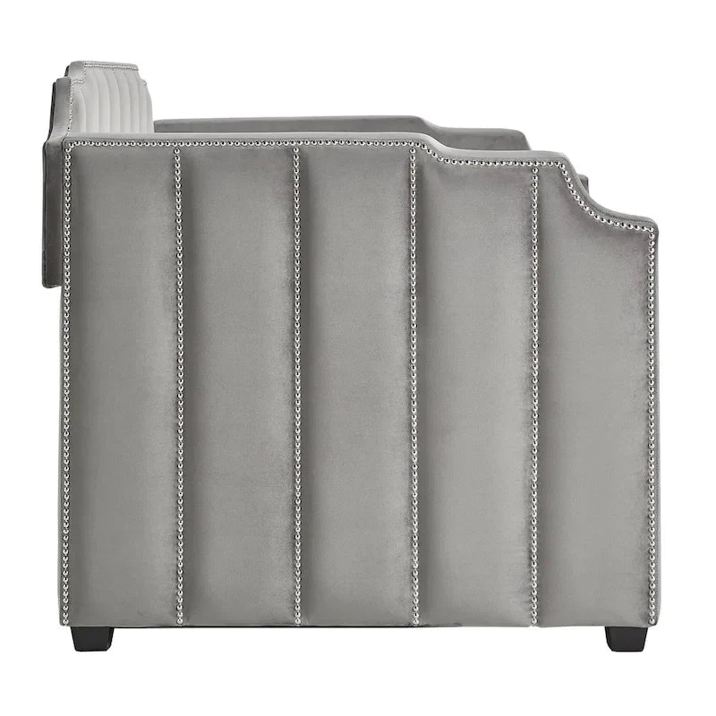 Lit de jour en velours gris chic par