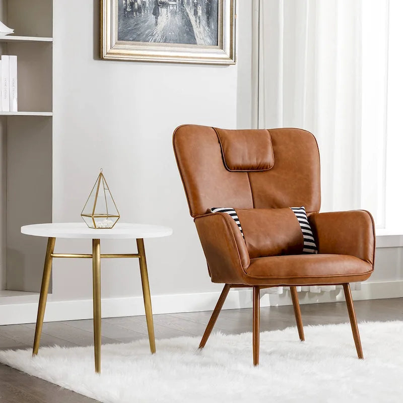 Fauteuils d'appoint en similicuir à oreilles Hausfame pour salon
