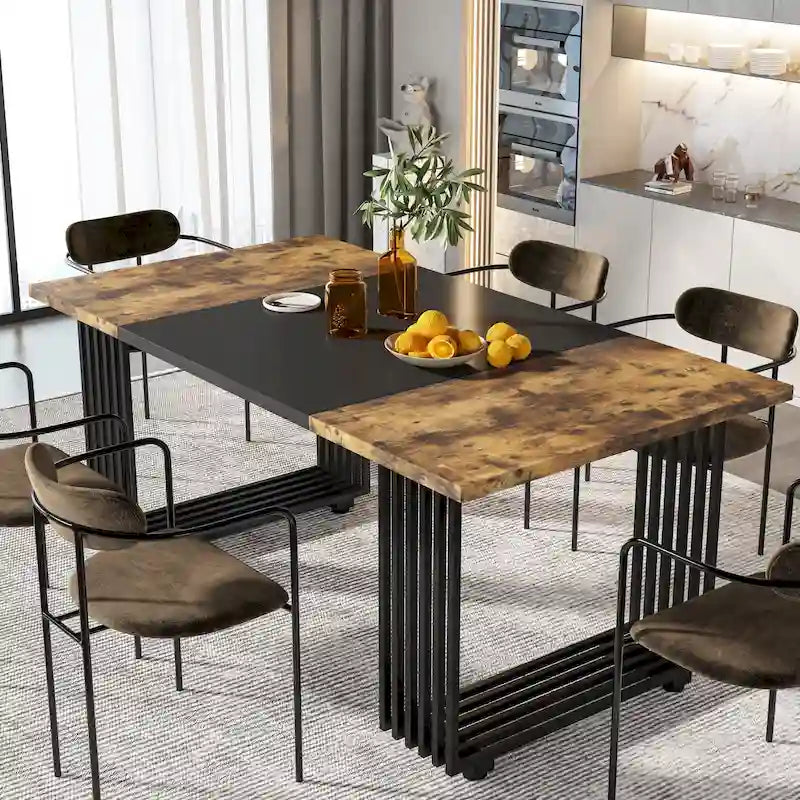 Table à manger moderne pour 6-8 personnes, table de cuisine blanche de 180 cm