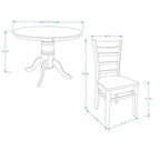 Ensemble de salle à manger 5 pièces, table ronde à pied central de 42 po et chaises à dossier à barreaux