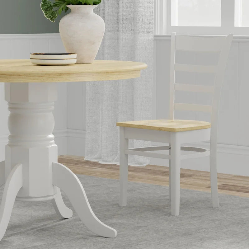 Ensemble de salle à manger 5 pièces, table ronde à pied central de 42 po et chaises à dossier à barreaux
