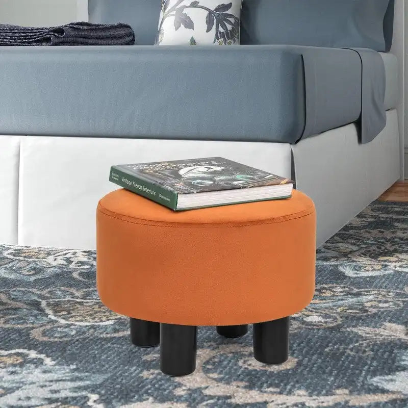 Tabouret repose-pieds rond ottoman en velours, rembourré moderne