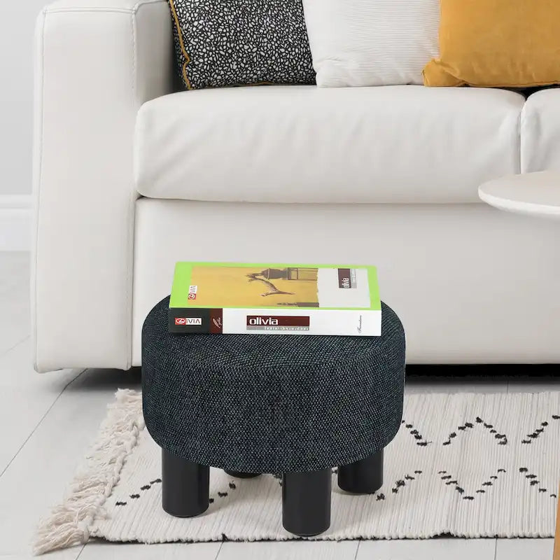 Tabouret repose-pieds rond ottoman en velours, rembourré moderne