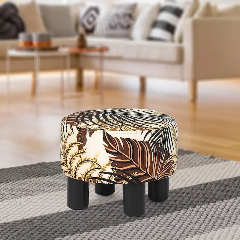 Tabouret repose-pieds rond ottoman en velours, rembourré moderne