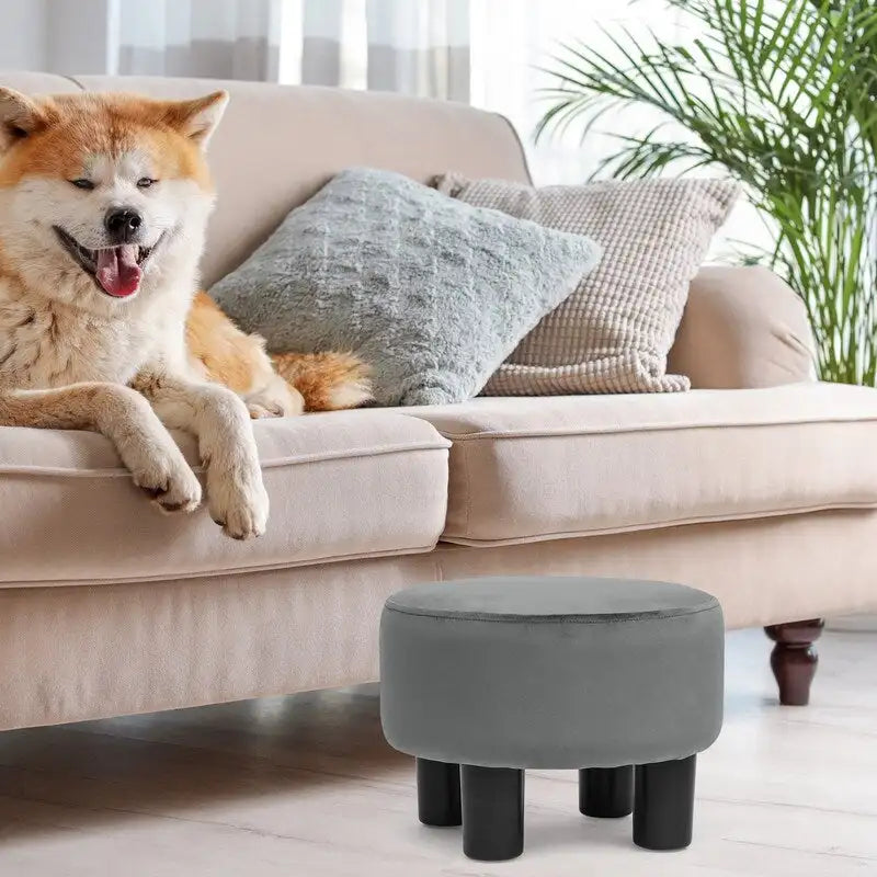 Tabouret repose-pieds rond ottoman en velours, rembourré moderne