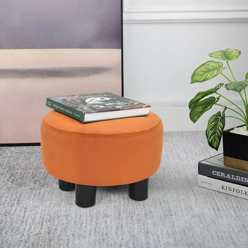 Tabouret repose-pieds rond ottoman en velours, rembourré moderne