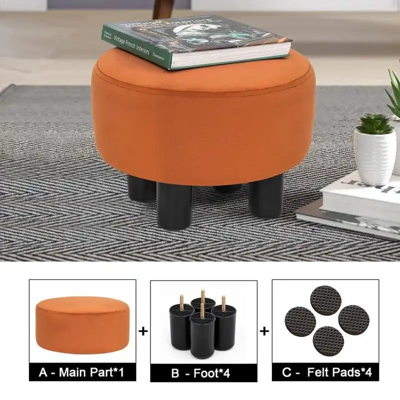 Tabouret repose-pieds rond ottoman en velours, rembourré moderne