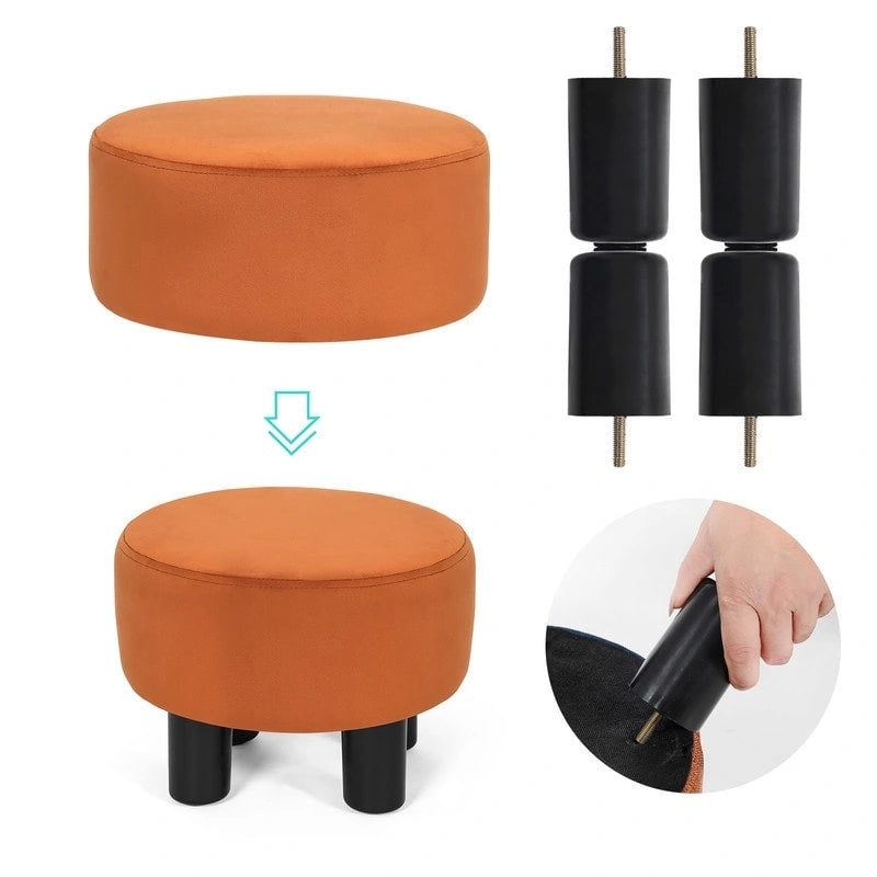 Tabouret repose-pieds rond ottoman en velours, rembourré moderne