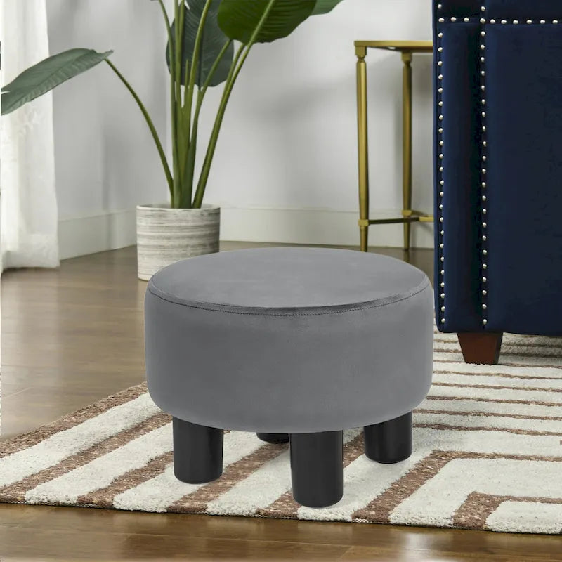 Tabouret repose-pieds rond ottoman en velours, rembourré moderne