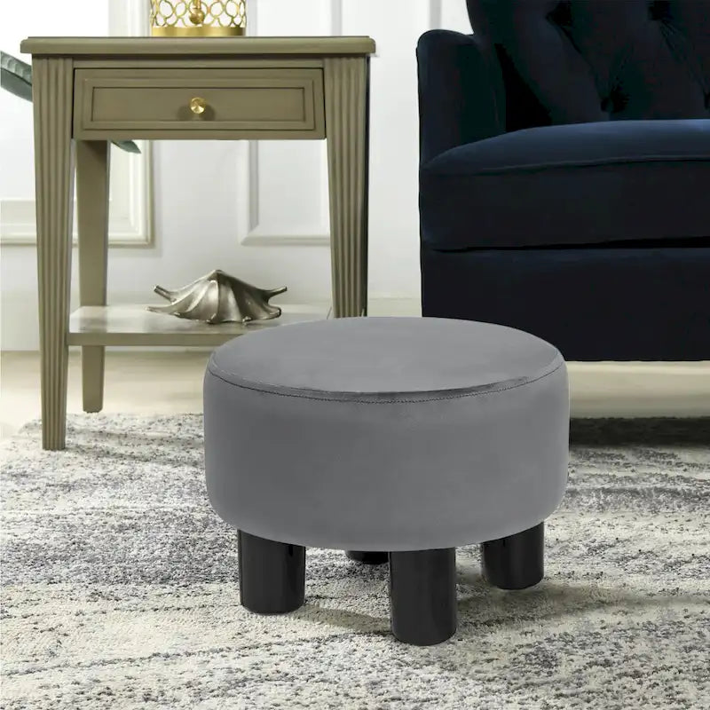 Tabouret repose-pieds rond ottoman en velours, rembourré moderne