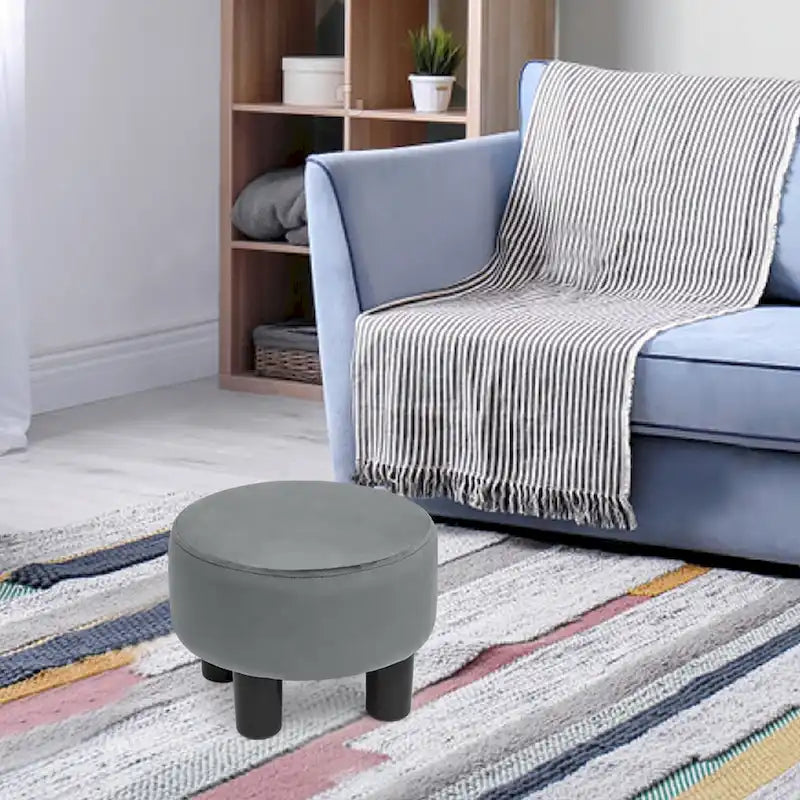 Tabouret repose-pieds rond ottoman en velours, rembourré moderne