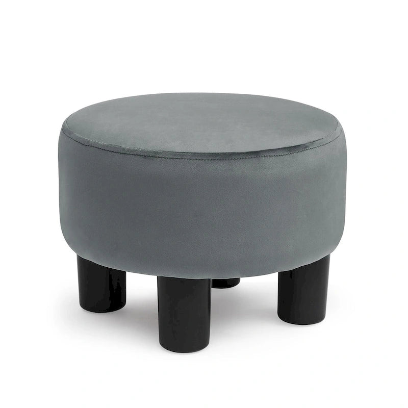 Tabouret repose-pieds rond ottoman en velours, rembourré moderne