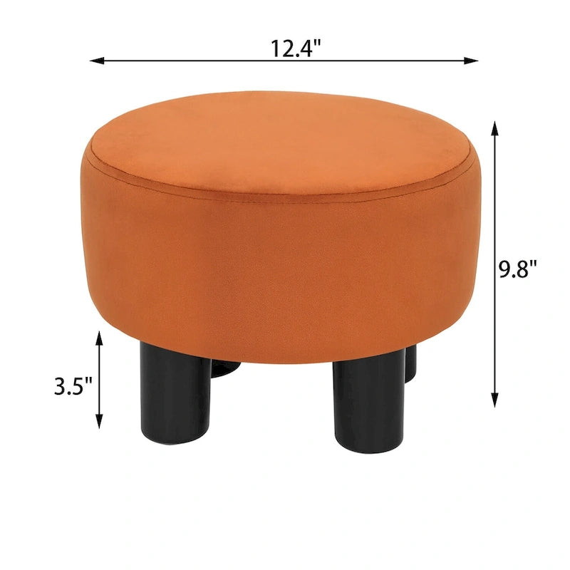 Tabouret repose-pieds rond ottoman en velours, rembourré moderne