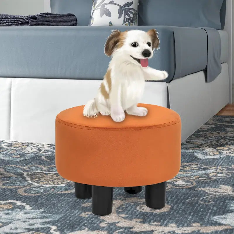 Tabouret repose-pieds rond ottoman en velours, rembourré moderne