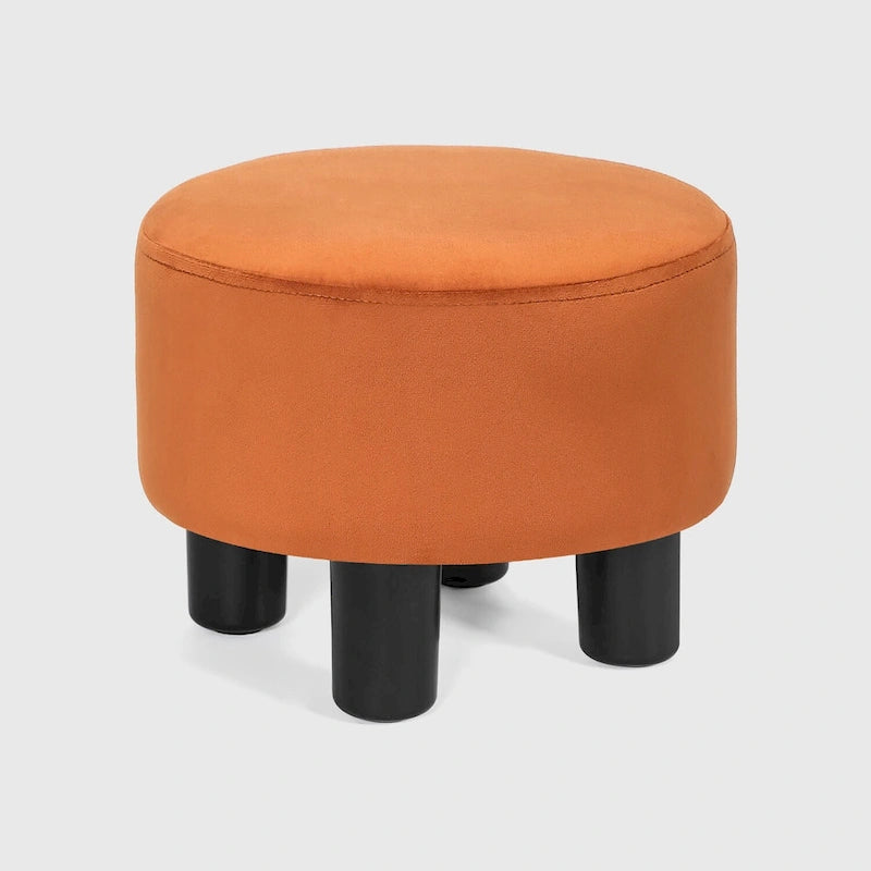 Tabouret repose-pieds rond ottoman en velours, rembourré moderne