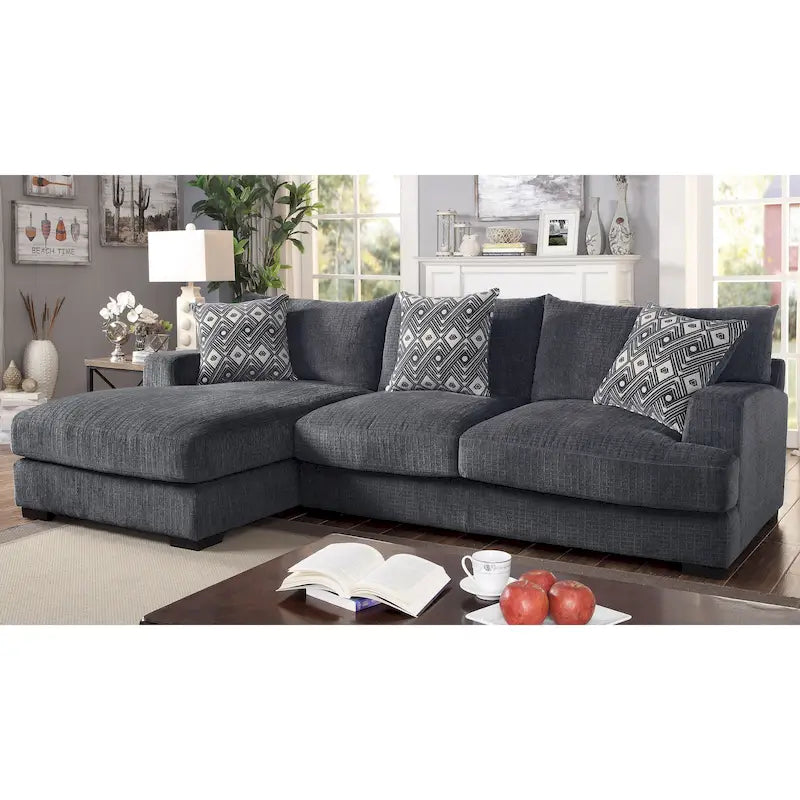 Sectionnel en L rembourré en chenille contemporaine Kintra de Furniture of America