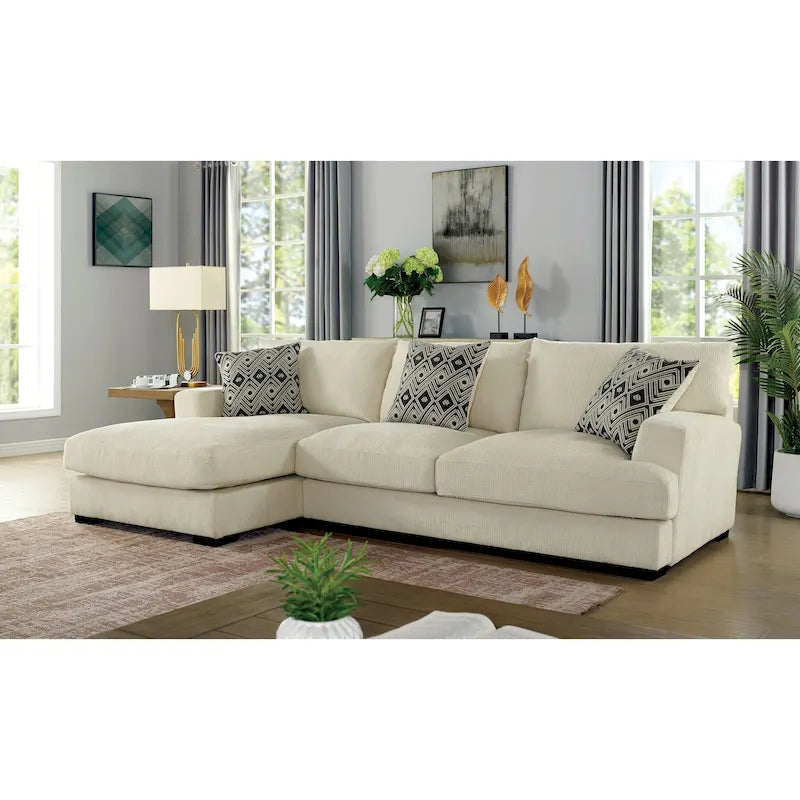 Sectionnel en L rembourré en chenille contemporaine Kintra de Furniture of America
