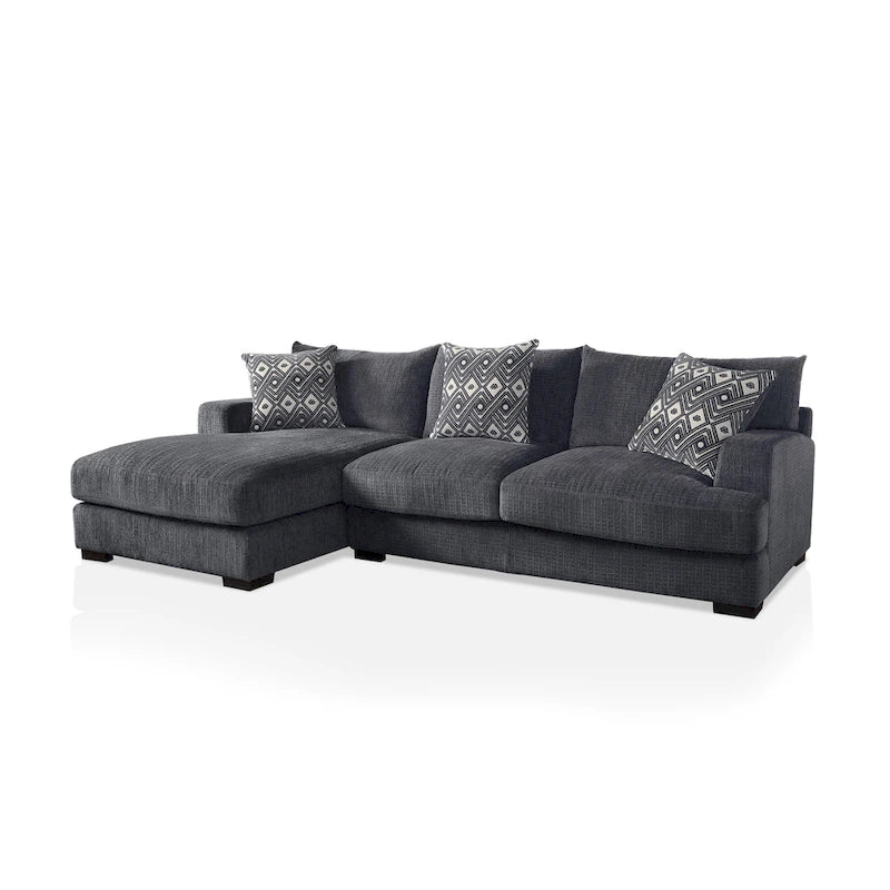 Sectionnel en L rembourré en chenille contemporaine Kintra de Furniture of America