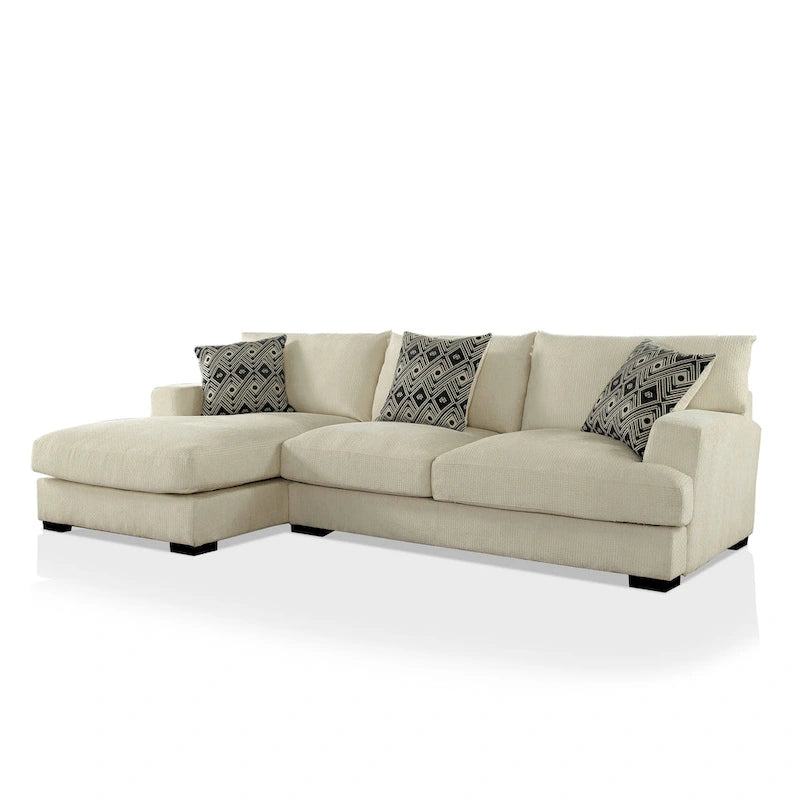 Sectionnel en L rembourré en chenille contemporaine Kintra de Furniture of America