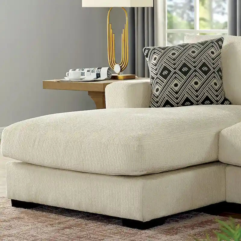 Sectionnel en L rembourré en chenille contemporaine Kintra de Furniture of America