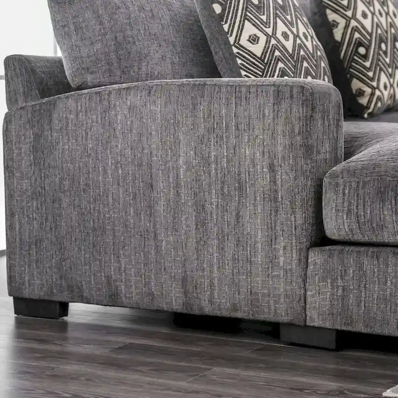 Sectionnel en L rembourré en chenille contemporaine Kintra de Furniture of America