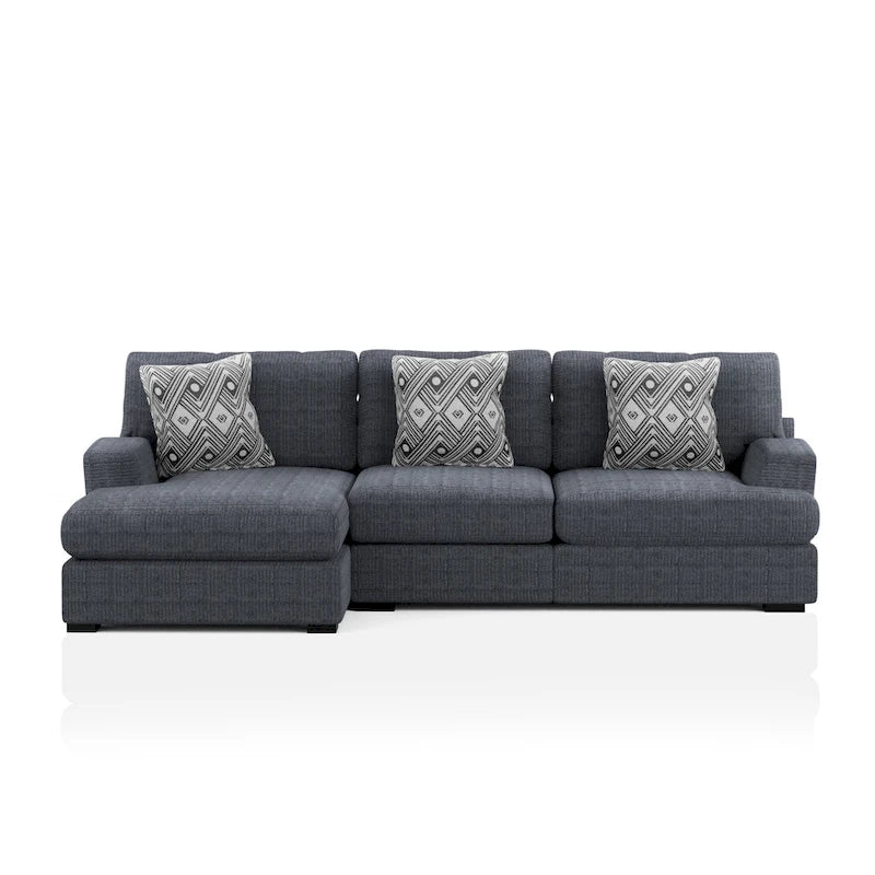 Sectionnel en L rembourré en chenille contemporaine Kintra de Furniture of America