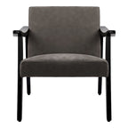 Fauteuil d'appoint en similicuir, fauteuil en bois massif finition noire