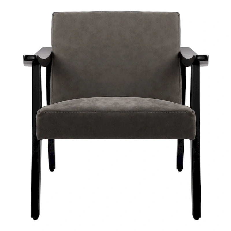 Fauteuil d'appoint en similicuir, fauteuil en bois massif finition noire