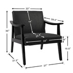 Fauteuil d'appoint en similicuir, fauteuil en bois massif finition noire