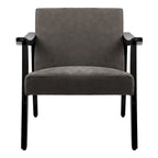 Fauteuil d'appoint en similicuir, fauteuil en bois massif finition noire