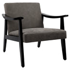 Fauteuil d'appoint en similicuir, fauteuil en bois massif finition noire