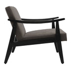 Fauteuil d'appoint en similicuir, fauteuil en bois massif finition noire