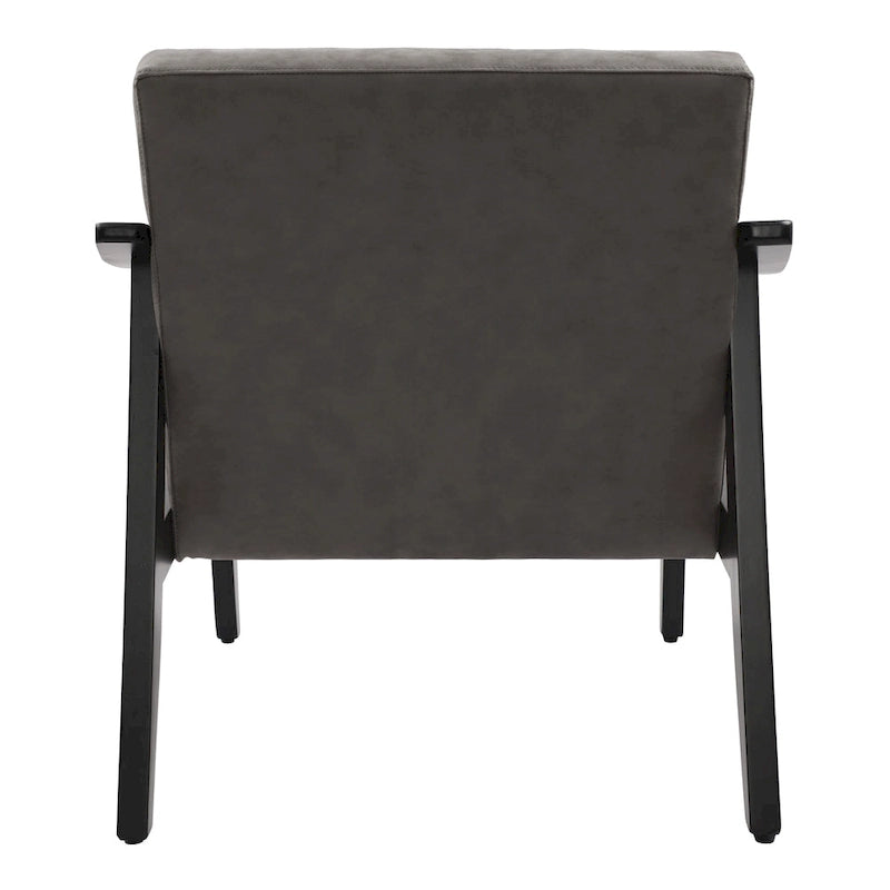 Fauteuil d'appoint en similicuir, fauteuil en bois massif finition noire