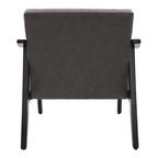 Fauteuil d'appoint en similicuir, fauteuil en bois massif finition noire