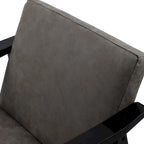 Fauteuil d'appoint en similicuir, fauteuil en bois massif finition noire
