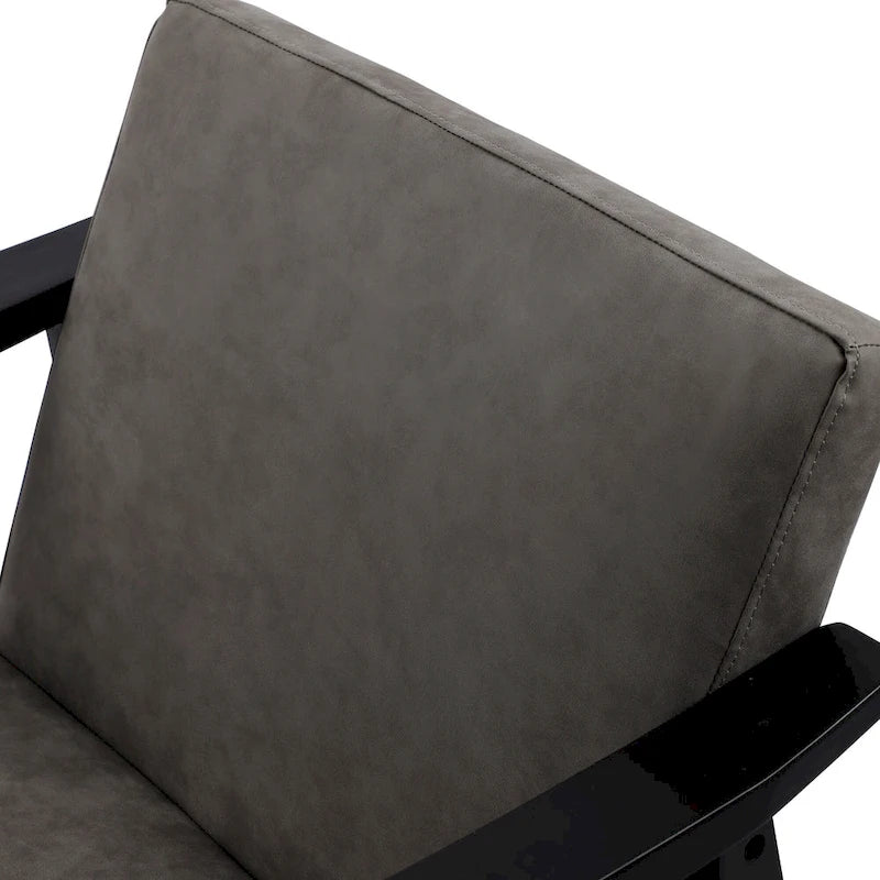 Fauteuil d'appoint en similicuir, fauteuil en bois massif finition noire