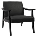Fauteuil d'appoint en similicuir, fauteuil en bois massif finition noire