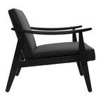 Fauteuil d'appoint en similicuir, fauteuil en bois massif finition noire