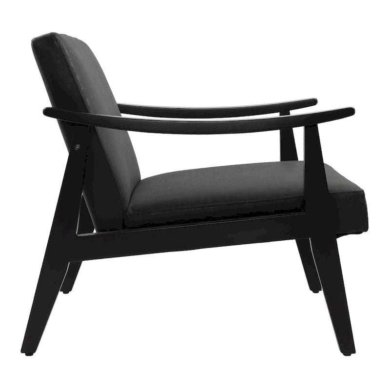 Fauteuil d'appoint en similicuir, fauteuil en bois massif finition noire