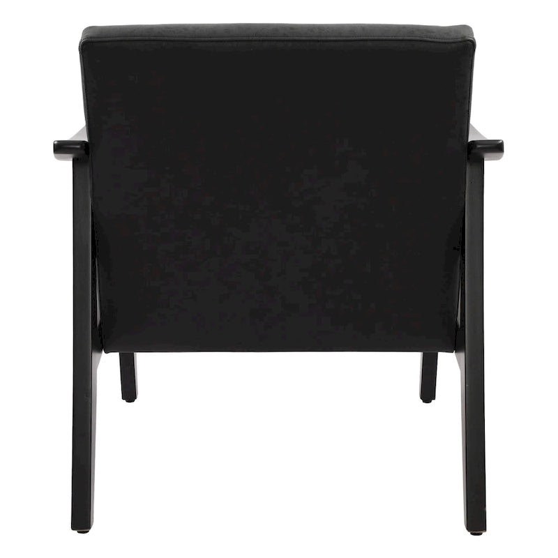 Fauteuil d'appoint en similicuir, fauteuil en bois massif finition noire