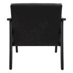 Fauteuil d'appoint en similicuir, fauteuil en bois massif finition noire