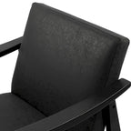 Fauteuil d'appoint en similicuir, fauteuil en bois massif finition noire