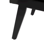 Fauteuil d'appoint en similicuir, fauteuil en bois massif finition noire