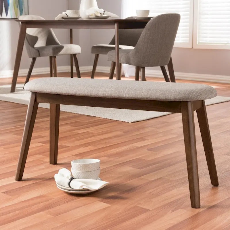 Banc en tissu style Mid-Century rembourré par Baxton Studio