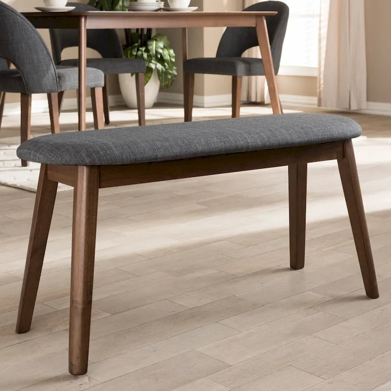 Banc en tissu style Mid-Century rembourré par Baxton Studio